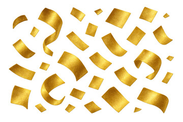 Poster - Elegant gold confetti pieces floating on transparent background, celebrations
