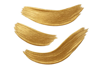 Poster - Golden paint strokes isolated on transparent background, brush strokes design element