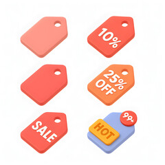 Poster - 3D Isometric UI UX Design Set Realistic Sale Tags for E-commerce and Marketing Projects