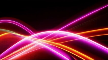Poster - Orange, purple, and blue waves create an abstract background with a smooth, flowing motion and a dynamic design