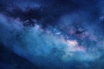 a celestial view of a vibrant blue and purple nebula filled with stars and gas