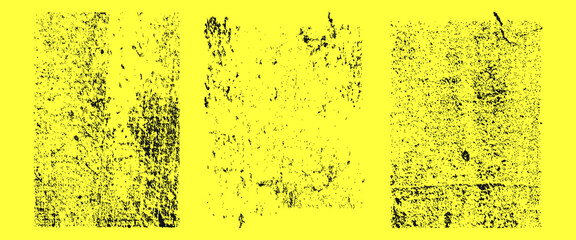 Aufkleber - Linocut, relief printing, letterpress rectangle A4 shapes rough textures set, collection. Black linocutting textured backgrounds, text frames. Paint roller geometric stains, lino ink grungy remains