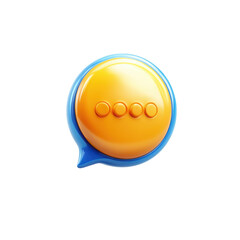 Poster - Shiny Message Bubble with Orange Typing Dots 3D Rendered Communication on transparent background