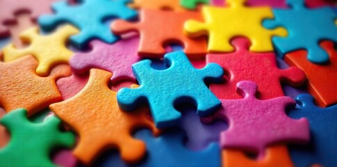 vibrant interlocking jigsaw puzzle pieces a close-up of colorful teamwork and connection