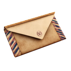 Poster - Vintage Letter Stationery Antique Paper Envelope with Striped Details Old on transparent background
