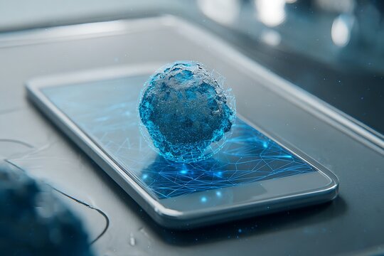 Digital sphere displayed on a modern mobile device.