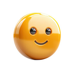 Leinwandbilder - Happy Glossy Emoticon Joy Yellow Bubble Face Smiling Cartoon Mood on transparent background