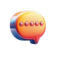 Fototapete - Glossy 3D Chat Bubble Icon Orange and Blue Rendering Social Media Message on transparent background