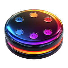 Poster - Futuristic Device Glowing Holographic Buttons Circular Interface Tech on transparent background