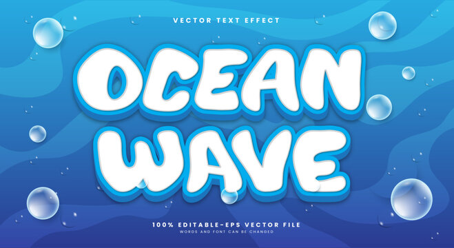 Ocean Wave 3d editable text effect Template Suitable for deep sea background