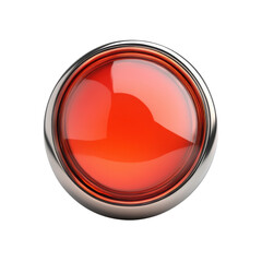 Poster - Red Button Icon Illustration Glossy 3D Metallic Border Control Panel Power on transparent background