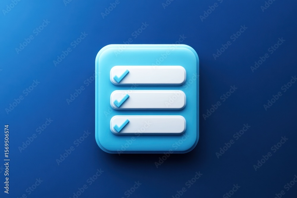 Blue checklist icon with three checkboxes and a vibrant background ...