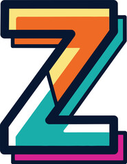 Aufkleber - A colorful letter z with a black outline on a white background art