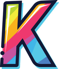Aufkleber - A vibrant letter k with colorful segments and a bold black outline design