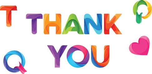 Aufkleber - Colorful thank you message with assorted shapes on a white background