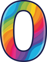 Aufkleber - Isolated rainbow colored number zero with dark outline on white background