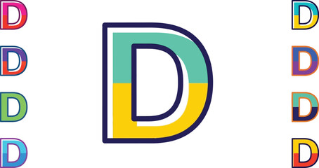Aufkleber - Multiple colorful letter d illustrations on a white background view