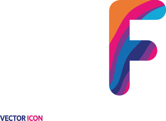 Aufkleber - Isolated letter f with colorful wavy pattern on a white background