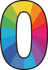 Aufkleber - A colorful zero with a black outline on a white background display image
