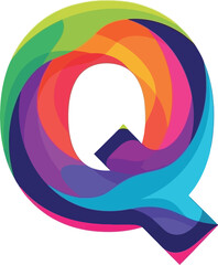 Aufkleber - Colorful letter q design with vibrant layers on a white background view