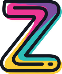 Aufkleber - A stylized letter z with multiple colors and a black outline design