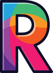 Aufkleber - A colorful letter r with a dark outline on a white background view