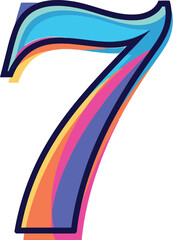Aufkleber - Isolated colorful number seven with dark outline on a white background