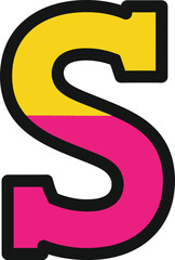 Aufkleber - A stylized letter s with yellow and pink color on a white background