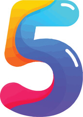 Aufkleber - Colorful number five with gradient effect on a white studio background