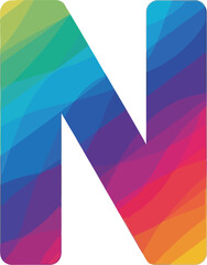 Aufkleber - A vibrant and colorful letter n on a white background in a digital art