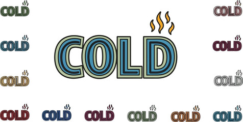 Aufkleber - Illustration featuring the word cold in various styles and colors