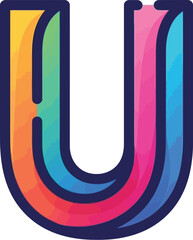 Aufkleber - A colorful letter u logo with gradient and dark outline on white background
