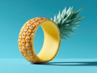 Aufkleber - Premium Tropical Pineapple Ring Slice with Natural Curve and Cross-Section Detail for Authentic Food Marketing and Modern Packaging Design Content