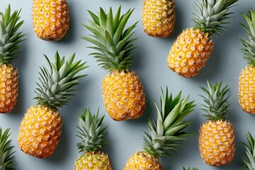 Aufkleber - Premium Fresh Pineapple Display on Neutral Background for Modern Healthy Lifestyle and Tropical Food Marketing Content Campaigns
