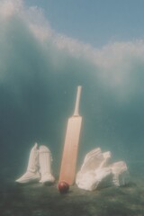 Aufkleber - Premium Professional Cricket Equipment Set Underwater Modern Sports Gear for Confident Players and Authentic Marketing Campaigns
