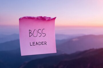 Poster - Modern Leadership Transformation Sticky Note with Boss Crossed Out and Leader Written Authentic Corporate Training Content for Professional Mindset Shift