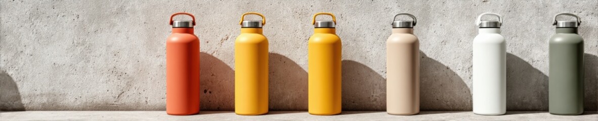 Aufkleber - Modern Premium Insulated Thermos Bottles for Travel Authentic Hydration Pack Set for Millennials in Outdoor Lifestyle Marketing and Social Media Campaigns