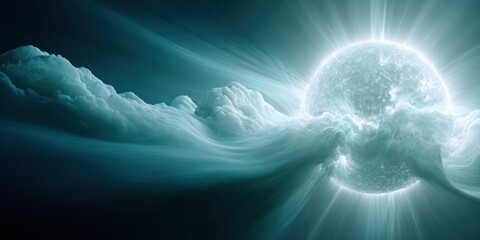 Poster - Premium Science Visualization of Geomagnetic Storm and Solar Activity Modern Space Weather Concept for Tech and Education Marketing Content