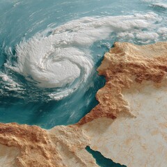 Poster - Modern Professional Weather Radar Satellite Tracking Atlantic Hurricane Evolution Premium Climate Science Content for Tech Marketing and Editorial Use