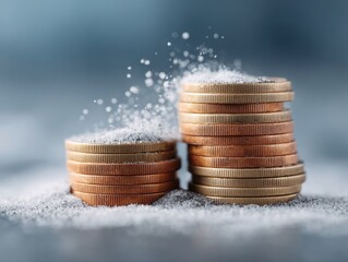 Poster - Professional high-quality German economy growth concept with stacked coins and financial chart for modern business marketing and editorial campaigns