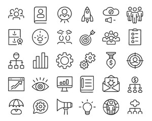 Poster - business management outline icon collection thin l 1.svg
