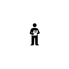 Poster - Vector Illustration of Human Figure Holding Sheet of Paper for Business or Education Concept