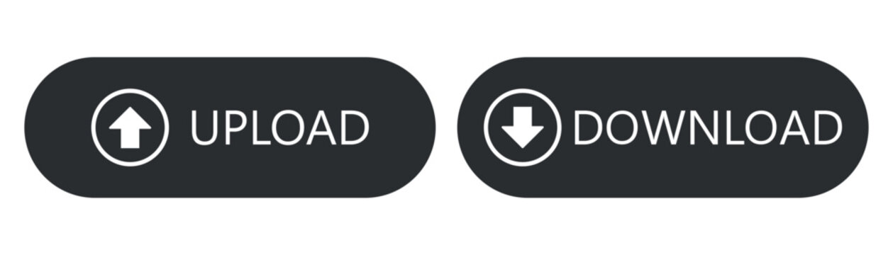 download and upload button flat vector