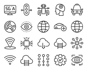 Poster - technology icon set containing 5g ai robotics iot  5.svg