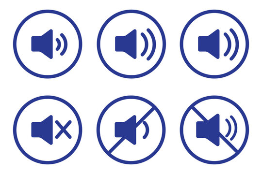 Set of no sound, No speaker icon. Sound Icons. speaker mute icon sign. Volume Off symbol. Silent mode icons