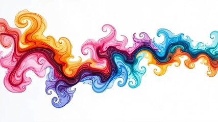Poster - A colorful abstract wave design with swirls and curves on a white background art illustration