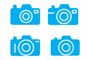 Poster - Camera icon set. photo camera in flat style symbol. photography camera line art signs, vector illustration