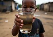 © Gabriel - A child's hand holding a glass of dirty, polluted water