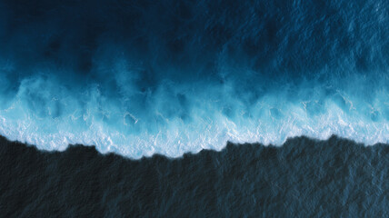 Aufkleber - Top down view of wide empty ocean, gentle rolling waves, deep blue water, peaceful and tranquil atmosphere