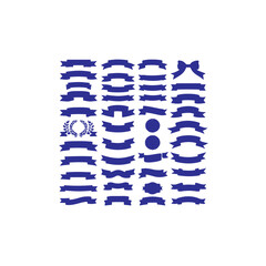 Aufkleber - Collection of various blue ribbon banner shapes and design elements